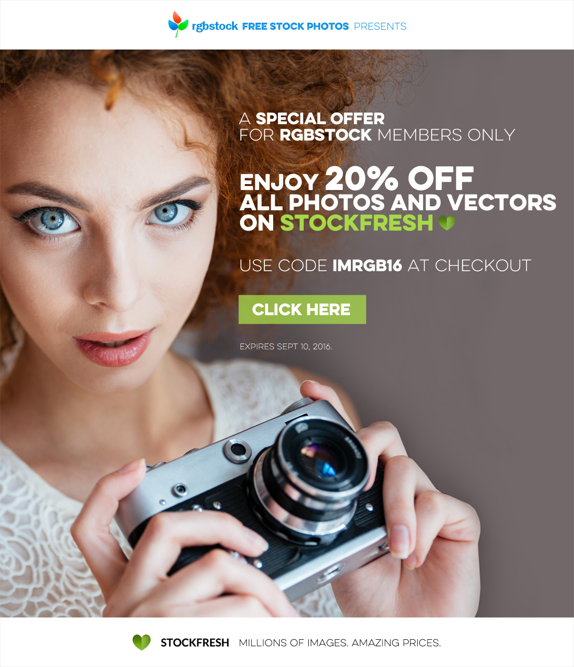 Special offer for Rgbstock members only: 20% off for all photos and vectors on stockfresh.com; click here and use code IMRGB16 at checkout.